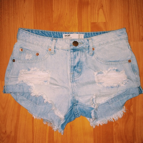 Cotton On High Waisted Light Denim Shorts