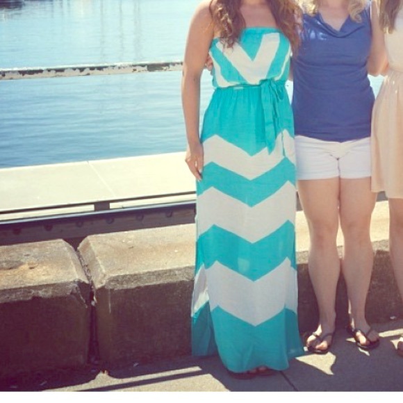 Turquoise and white maxi dress!