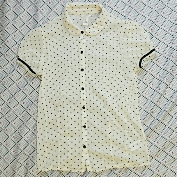 Polka dot button down blouse