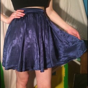 Blue Charmeuse Circle Mini Skirt