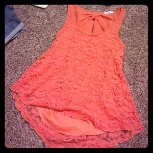 Coral tank top with bow back