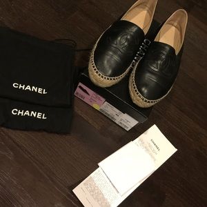 Chanel Espandrilles in all black leather Chanel Espandrilles in all black leather