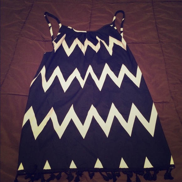 Black and white backless dress