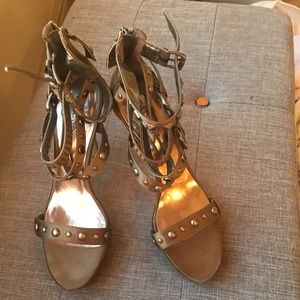 Military green guess sandals with studs