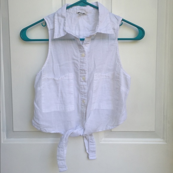 Crop Top Tie Front Button Down Tank