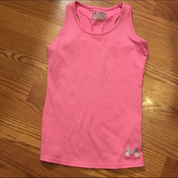UNDER ARMOUR YOUTH SMALL PINK FITTED TANK