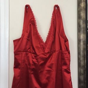 Burnt orange knee length fitted party dress