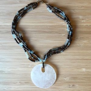 Brown/blue beads choker