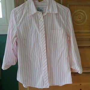 Lilly Pulitzer pink & white striped button