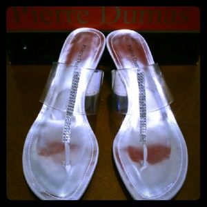 Pierre Dumas clear and silver diamond heels