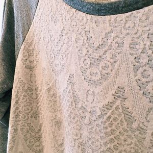 Faux lace detailed long sleeve crew neck
