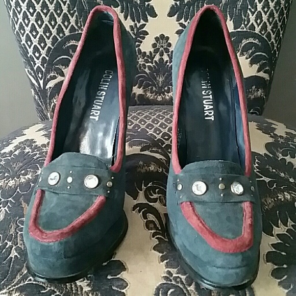 DONATED Colin Stuart Suede Platform Loafers sz 7.5 - Picture 3 of 4