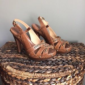 Frye studded leather sling back heels