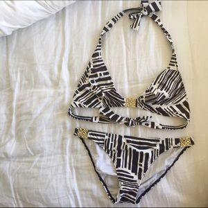 Brown and White Trina Turk Bikini