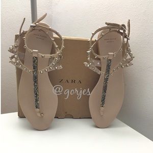 ZARA Swarovski elements embellished spikes shoes