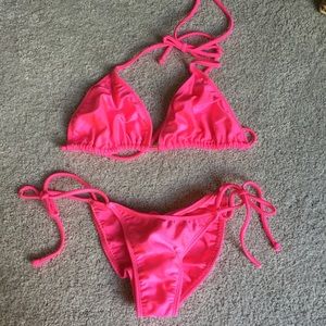 Jelly scrunch bottom hot pink bikini