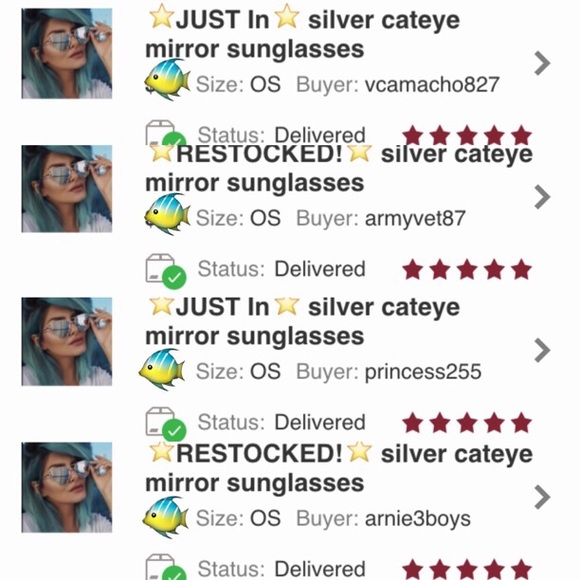 ONLY 1 LEFT!🎉HP🎉silver cateye mirror sunglasses - Picture 4 of 4