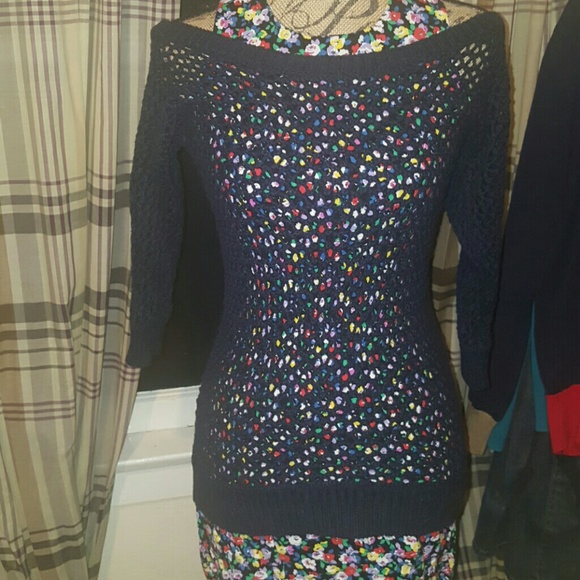 Navy Crochet sweater