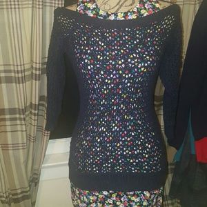 Navy Crochet sweater