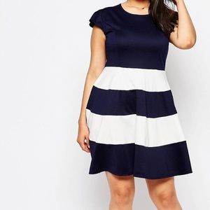 Praslin Plus Size Skater Dress w/ Striped Skirt
