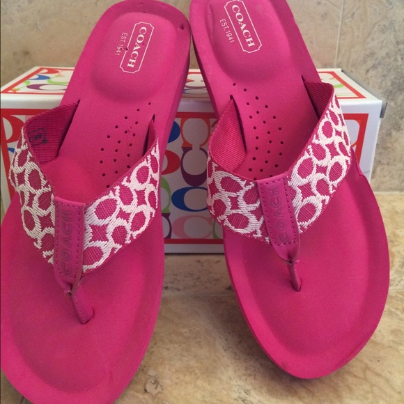 Coach hot pink flip flops