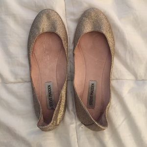 Gold Sparkle Ballet Flats, Steve Madden, Size 8