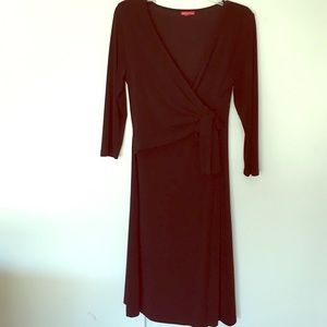 Black faux wrap dress 3/4 sleeves