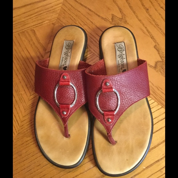 Red leather Brighton sandles
