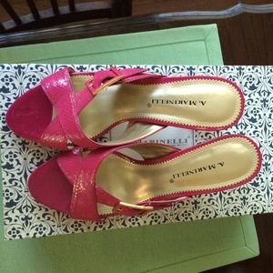 Pink high heel slides