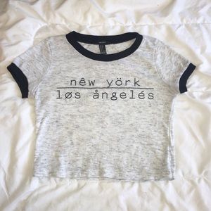Cropped New York, Los Angeles T-Shirt