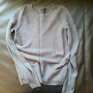 Ann Taylor grey round neck sweater w two pockets