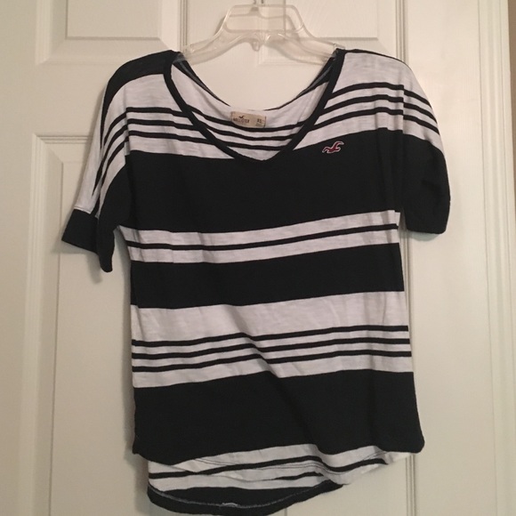 Navy and white stripped Hollister t shirt