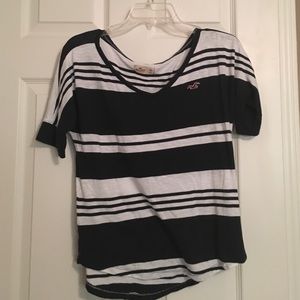 Navy and white stripped Hollister t shirt