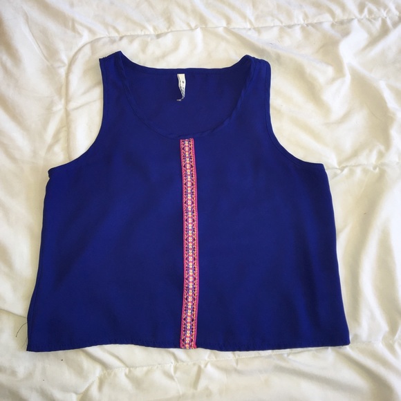 Blue sheer cropped tank top