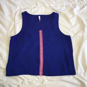 Blue sheer cropped tank top