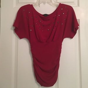 Tight red studded t shirt