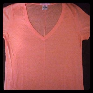 PINK: Neon Orange V-Neck T-Shirt