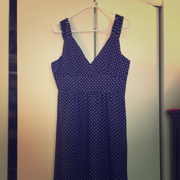 Gap dress. Cobalt blue white polka dots
