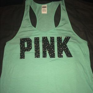 PINK: Mint Green Rhinestone Tank