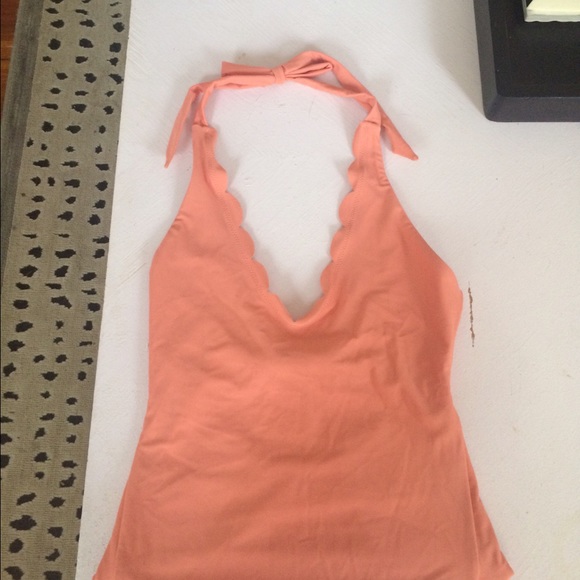 Coral one piece scalloped bathing suit