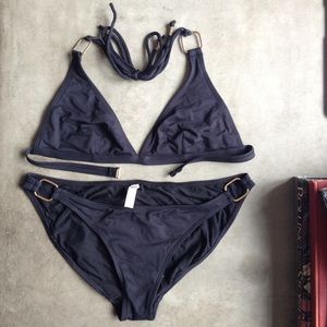 Banana Republic Black a bikini with Gold Detail