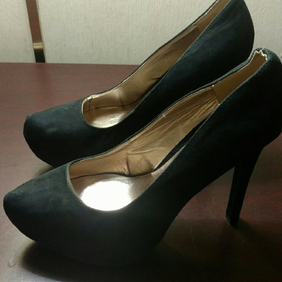 Suede black high heels