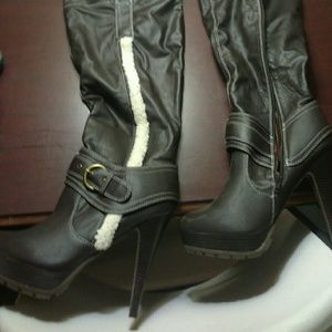 Over the knee brown boots