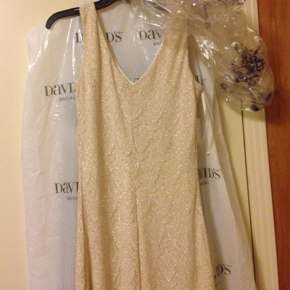 A champagne colored gatspy themed dress. - Picture 4 of 4