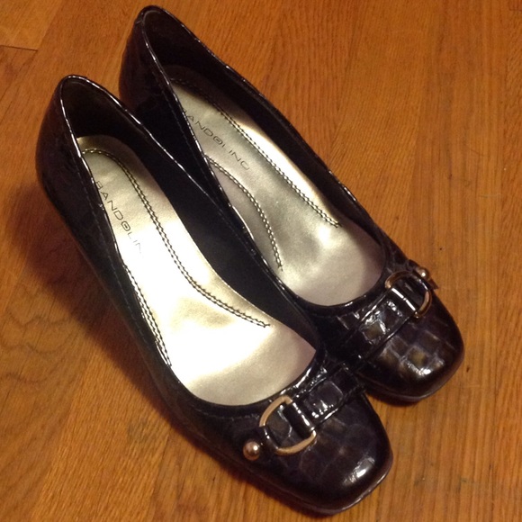 Black Bandolino Heels with Gold Buckles