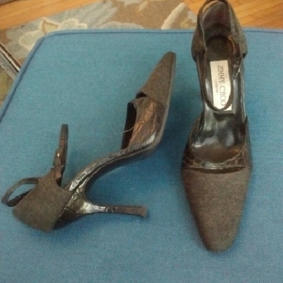 Jimmy Choo grey flannel and croc office shoes
