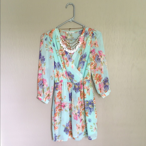 Lulu's Tend the Garden Mint Floral Print Dress