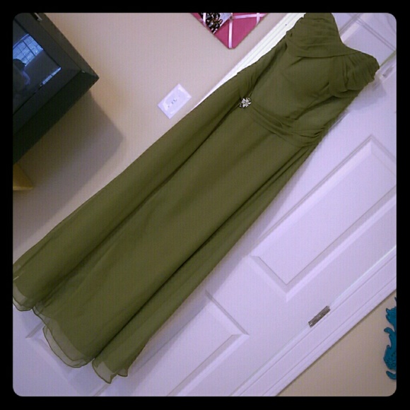 Olive green prom dress