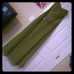 Olive green prom dress