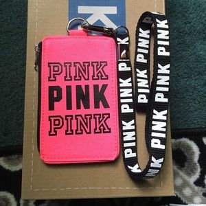 PINK ID Holder and Lanyard (read description)